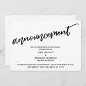 Moderne Handschrift verzögert Hochzeitsankündigung Einladung (Vorne/Hinten)