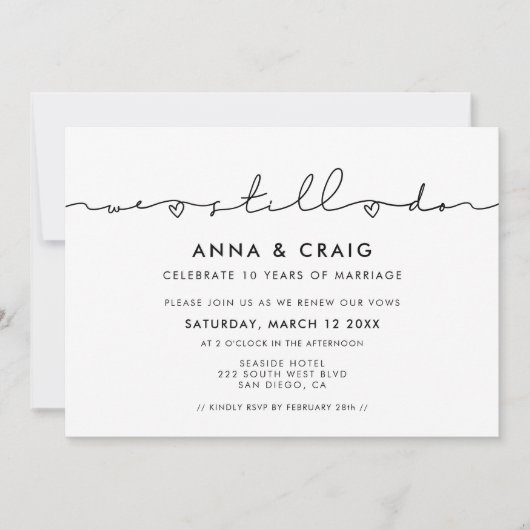 Moderne Handschrift Wir machen noch immer Vow Erne Einladung (Vorderseite)