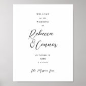 Moderne Handschriftenpaare Hochzeit Willkommen Poster (Vorne)