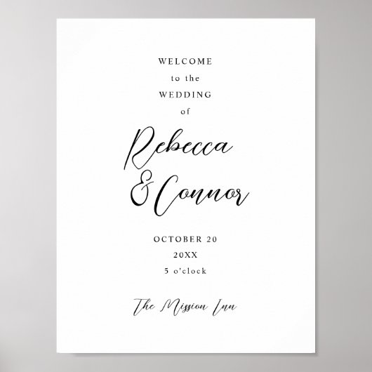 Moderne Handschriftenpaare Hochzeit Willkommen Poster (Vorne)