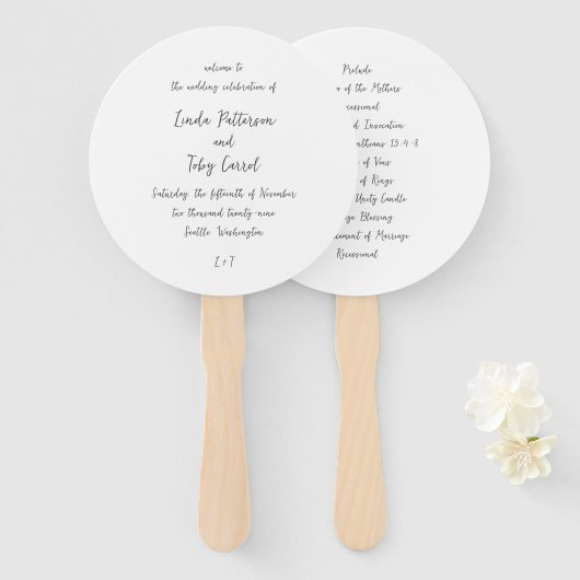 Moderne handschriftliche einfache Hochzeitsprogram Fächer (Vorne und Hinten)