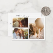 Moderne handschriftliche Hochzeit Foto Collage dan Mitteilungskarte (Vorderseite/Rückseite Beispiel)