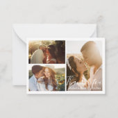 Moderne handschriftliche Hochzeit Foto Collage dan Mitteilungskarte (Vorderseite)