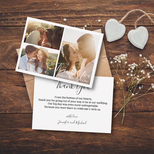Moderne handschriftliche Hochzeit Foto Collage dan Mitteilungskarte