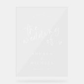 Moderne handschriftliche Hochzeitsbegrüßung Acrylschild (Vorderseite)