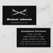 Moderne Handyman Services Black & White Minimalist Visitenkarte (Vorne/Hinten)