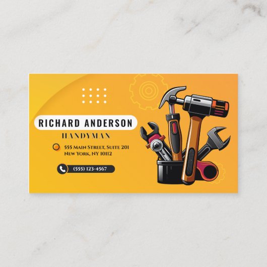 Moderne Handyman-Tools am Platz Inspiriert Visitenkarte (Rückseite)