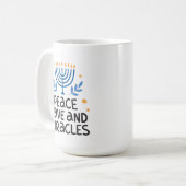 Moderne Hanukkah Frieden, Liebe & Wunder Große Kaffeetasse (Vorderseite Links)