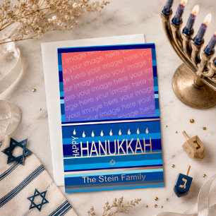 Moderne Hanukkah-Karte mit blauer Folie zur Person Folien Feiertagskarte