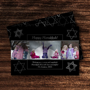 Moderne Hanukkah Monochrome Star von David 3 Foto Feiertagskarte