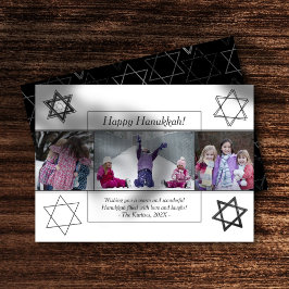 Moderne Hanukkah Monochrome Star von David 3 Foto Feiertagskarte