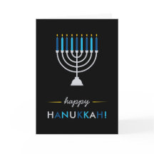 Moderne Hanukkah schwarz mit silber Menorah und bl