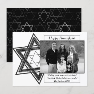 Moderne Hanukkah Schwarz-weißer Star von David Fot Feiertagskarte
