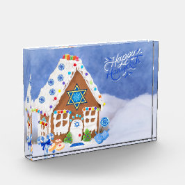 Moderne Hanukkah Star des David Gingerbread House Fotoblock