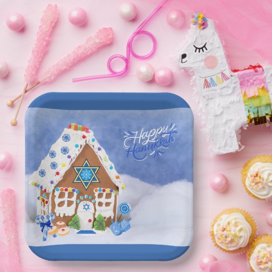 Moderne Hanukkah Star des David Gingerbread House Pappteller (Party)