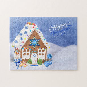 Moderne Hanukkah Star des David Gingerbread House Puzzle