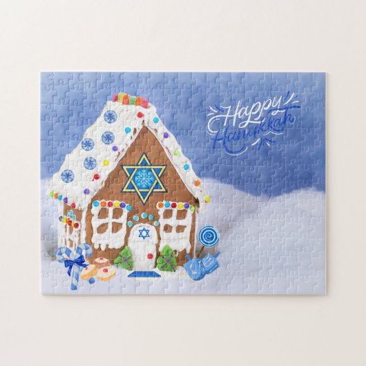 Moderne Hanukkah Star des David Gingerbread House Puzzle (Horizontal)