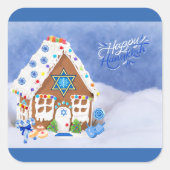 Moderne Hanukkah Star des David Gingerbread House Quadratischer Aufkleber (Vorderseite)