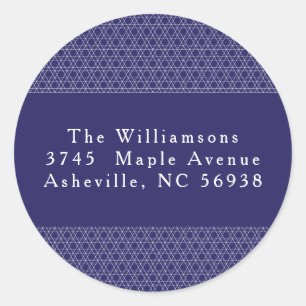 Moderne Hanukkah Star Lines Blue Rücksendeadresse Runder Aufkleber