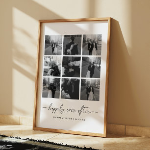Moderne Happily Ever After 9 Foto Collage Hochzeit Poster