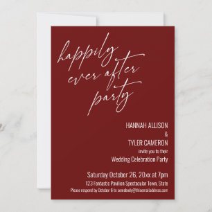 Moderne Happily Ever After Party Burgunder Empfang Einladung