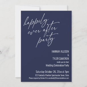 Moderne Happily Ever After Party Navy-Rezeption Einladung