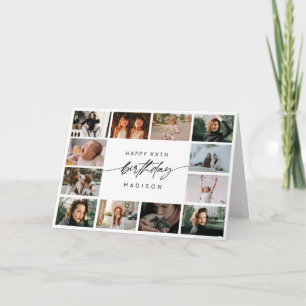 Moderne Happy Birthday 12 Foto-Collage-Schrift Karte