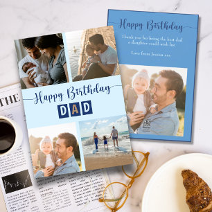 Moderne Happy Birthday Dad Fotocollage Feiertagskarte