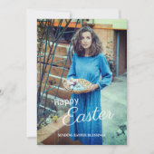 Moderne Happy Easter Foto Ferienkarte Dankeskarte (Vorderseite)