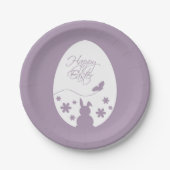 Moderne Happy Easter Pastel Lila Pappteller (Vorderseite)
