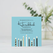 Moderne Happy Hanukkah Candles Holiday Party Card Einladung (Stehend Vorderseite)