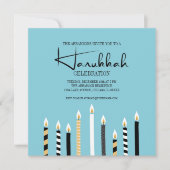 Moderne Happy Hanukkah Candles Holiday Party Card Einladung (Vorderseite)
