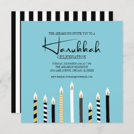 Moderne Happy Hanukkah Candles Holiday Party Card Einladung