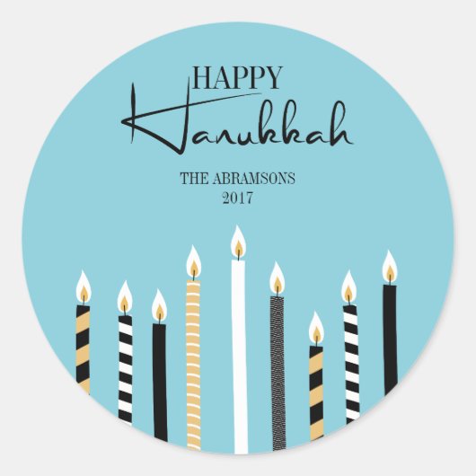 Moderne Happy Hanukkah Candles Holiday Sticker (Vorderseite)
