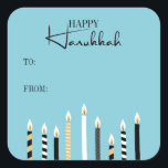 Moderne Happy Hanukkah Candles Holiday Sticker<br><div class="desc">Personalisieren Sie den benutzerdefinierten Text oben. Weitere Koordinationsgegenstände finden Sie in unserer Kollektion "Happy Hanukkah Candles".</div>