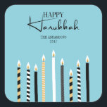 Moderne Happy Hanukkah Candles Holiday Sticker<br><div class="desc">Personalisieren Sie den benutzerdefinierten Text oben. Weitere Koordinationsgegenstände finden Sie in unserer Kollektion "Happy Hanukkah Candles".</div>