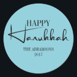 Moderne Happy Hanukkah Candles Holiday Sticker<br><div class="desc">Personalisieren Sie den benutzerdefinierten Text oben. Weitere Koordinationsgegenstände finden Sie in unserer Kollektion "Happy Hanukkah Candles".</div>