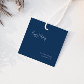 Moderne Happy Holidays Blue Square Familienname-Ge Geschenkanhänger