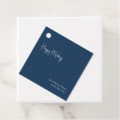 Moderne Happy Holidays Blue Square Familienname-Ge Geschenkanhänger (Beispiel)
