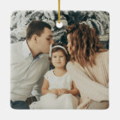Moderne Happy Holidays Custom Message 2-Foto Keramikornament (Rückseite)