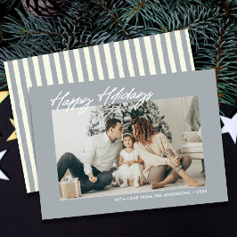 Moderne Happy Holidays Custom Message & Foto Feiertagskarte