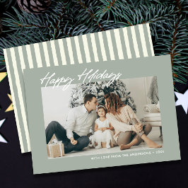 Moderne Happy Holidays Custom Message & Foto Feiertagskarte