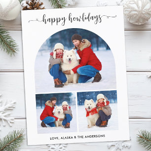 Moderne Happy Howlidays Weihnachts-Hundebogen 3 Fo Feiertagspostkarte
