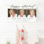 Moderne Happy Retirement Elegantes Script 3 Foto Banner (Insitu)