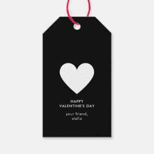 Moderne Happy Valentine's Schwarz-Weiß-Herz-Streif Geschenkanhänger