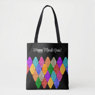 Moderne Harlekin-Muster Glitzernde Mardi Gras Tasche