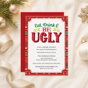 Moderne hässliche Weihnachtspullover-Party-Einladu Einladung