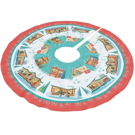 Moderne Häuser des Mittelalters Polyester Weihnachtsbaumdecke (Schrägansicht)