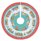 Moderne Häuser des Mittelalters Polyester Weihnachtsbaumdecke (Vorderseite)