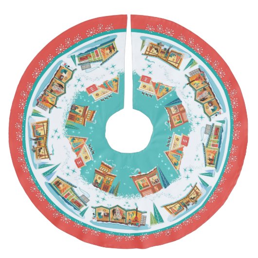 Moderne Häuser des Mittelalters Polyester Weihnachtsbaumdecke (Vorderseite)